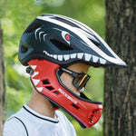 Rockbros TT-32005 Shark Children's Bike Helmet with Detachable Jaw Size M (54-58) - Black czarny \ m helmets, martial arts equipment