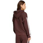 Women's adidas Essentials 3-Stripes Full-Zip Fleece Hoodie Brown JY3082 2xs kapucnis pulóver