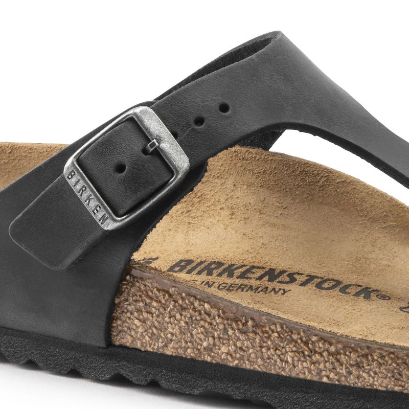 Birkenstock Gizeh NU Oiled Black Regular Women's/Men's Flip-Flops Oiled Leather for Wide Feet (0845251) general