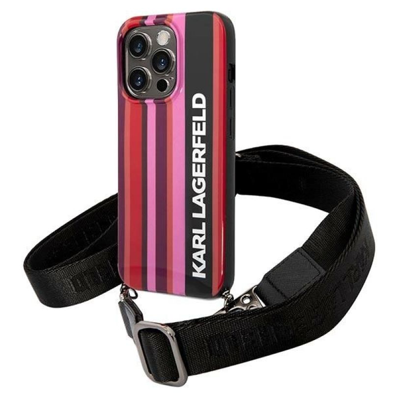 Karl Lagerfeld KLHCP14XSTSTP iPhone 14 Pro Max 6.7 "hardcase / pink Color Stripes Strap rózsaszín utcai cipő