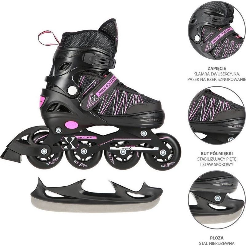 Nils Extreme NH11912 A 2in1 roller skates with replaceable hockey blade 31-34 Jr 16-21-045 fekete utcai cipő