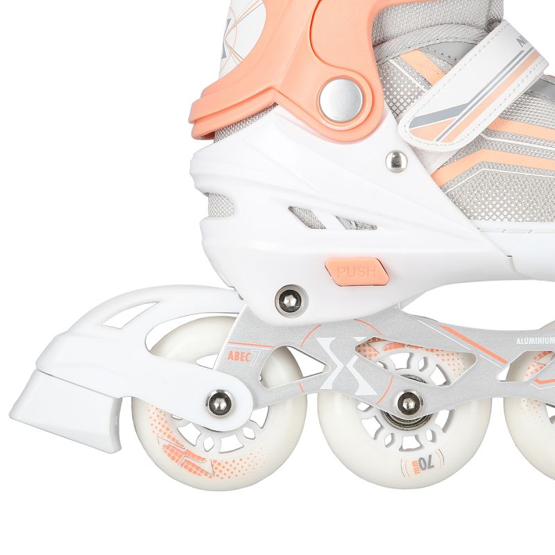 NILS Extreme NH18190 2in1 roller skates, white and pink, size L (39-43), with replaceable HOCKEY blade rózsaszín utcai cipő