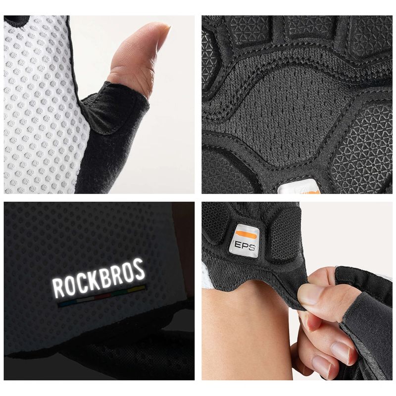 Rockbros ROAD TO SKY Short Shock Absorbing Cycling Gloves L - White l \ biały kesztyű 16220043002-211642
