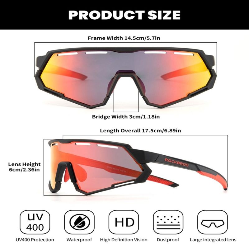 Rockbros SP246 sports glasses black and red piros glasses, training equipment