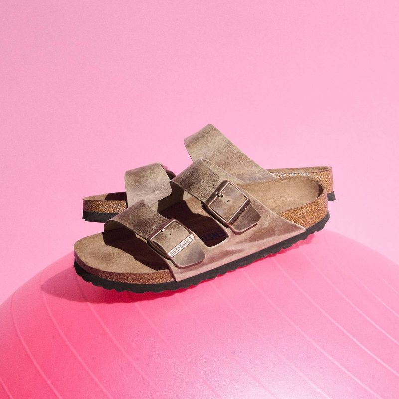 Birkenstock Arizona Soft Footbed Oiled Leather Tabacco Brown Narrow Women's/Men's Slides (0552813) cipő