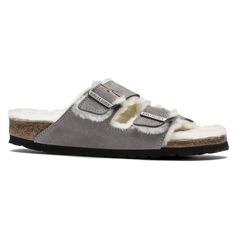 Birkenstock Women's/men's insulated flip-flops Arizona Shearling Stone Coin suede with lamb's wool narrow (1017403) cipő