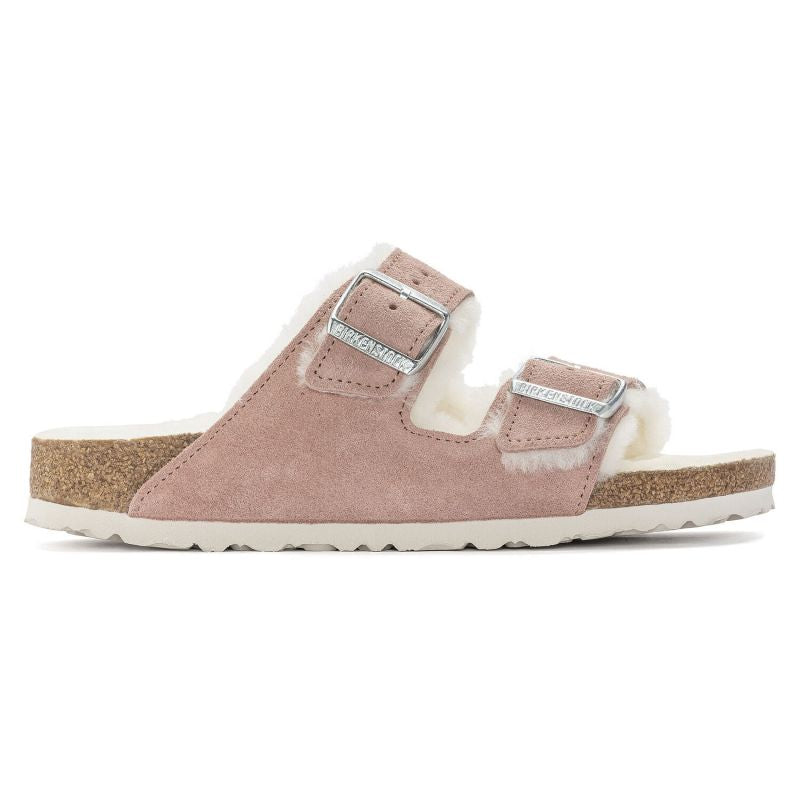 Birkenstock Arizona Suede Leather Shearling Pink Clay LAF Narrow Insulated Flip-Flops (1023258) cipő