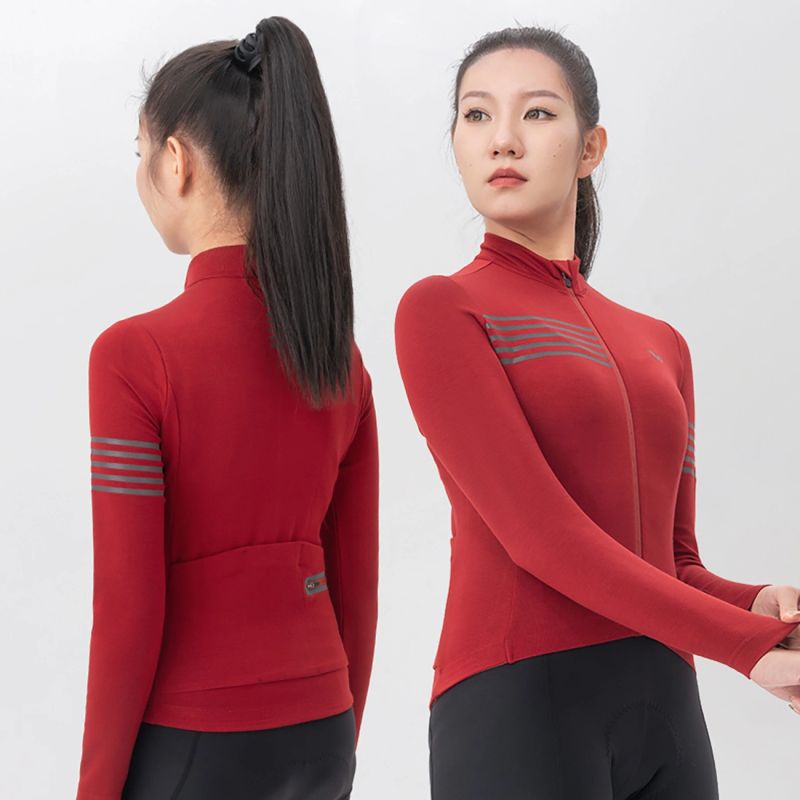 Rockbros TVI Women's Long Sleeve Cycling Jersey Fall/Winter S - Red s \ czerwony kötött sapka 15310002003-211741