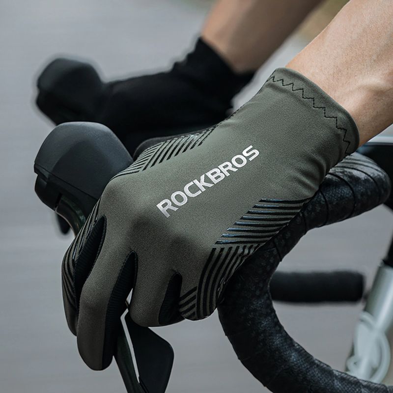 Rockbros cycling gloves spring/summer/autumn, full, size: L - green zielony \ l kesztyű