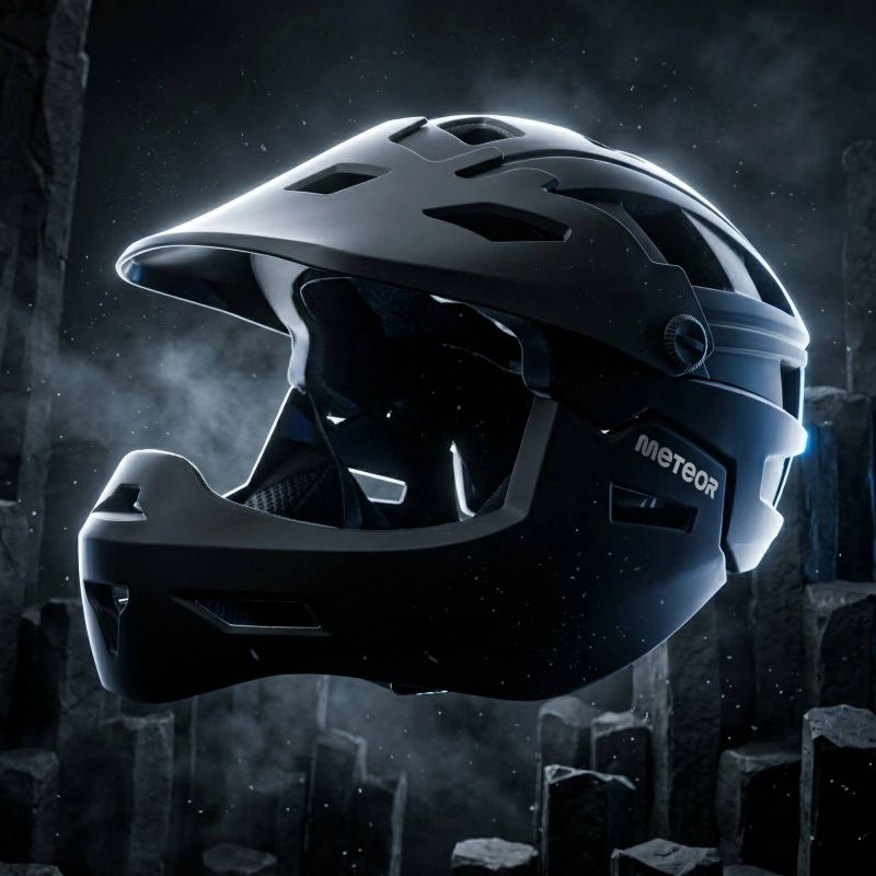 Meteor Hydra S full-face bicycle helmet 51-55 cm black fekete sisak 17894