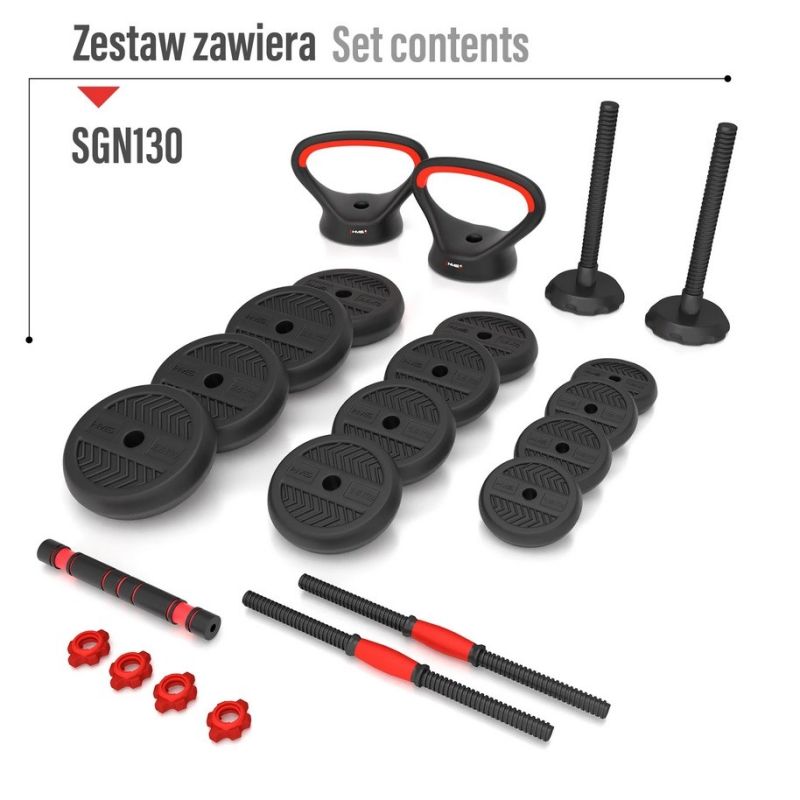 HMS 6-in-1 weight set (barbell, dumbbells and kettlebell) 30kg edzőfelszerelés 17-57-069