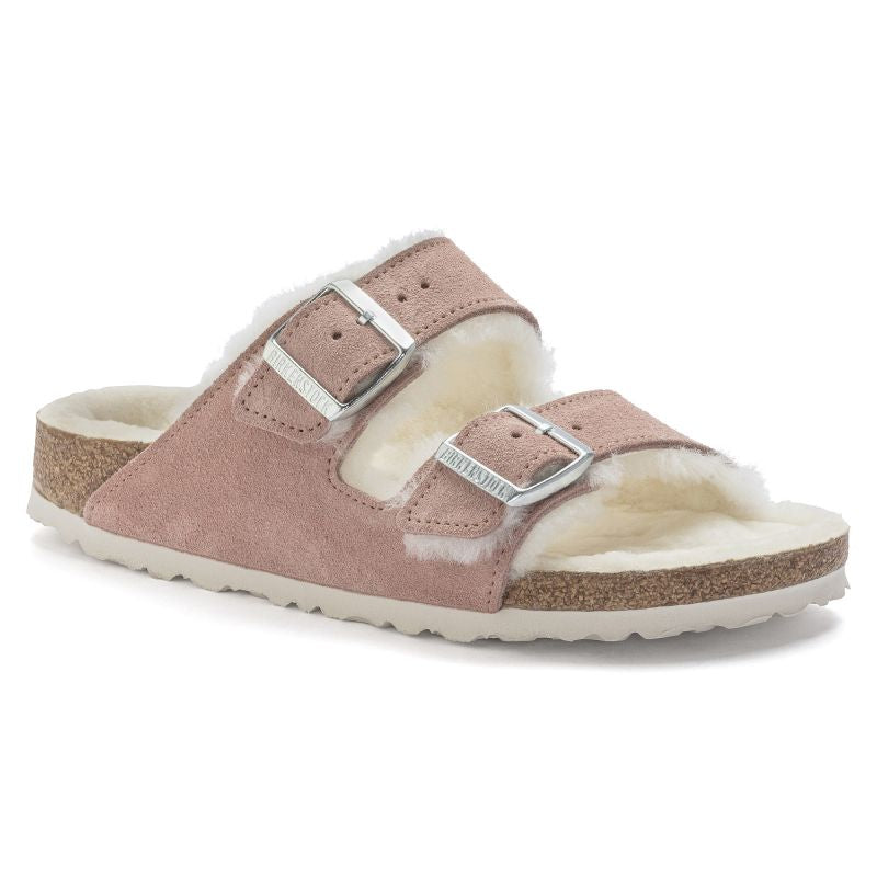 Birkenstock Arizona Suede Leather Shearling Pink Clay LAF Narrow Insulated Flip-Flops (1023258) cipő