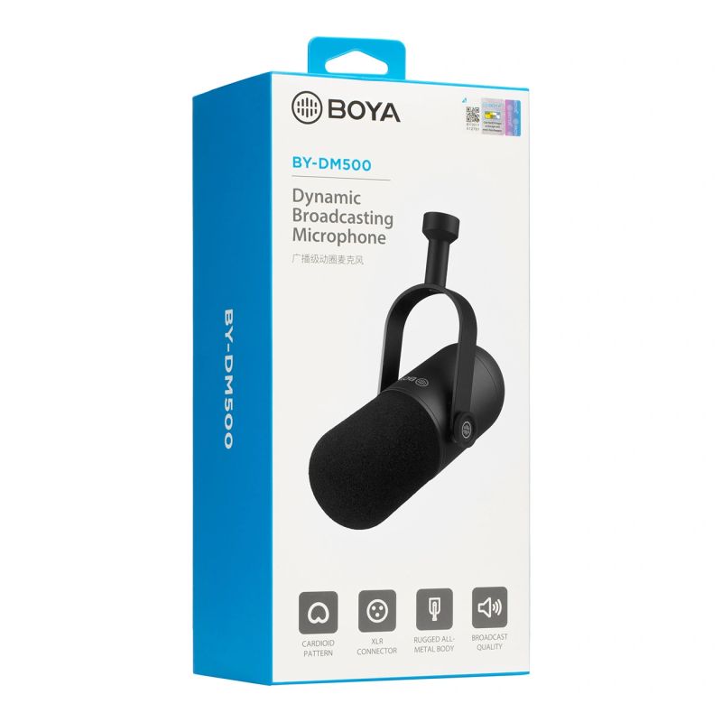 DC BOYA BY-DM500 Cardioid XLR Dynamic Microphone for Podcasts - fekete kiegészítő 304004-212850