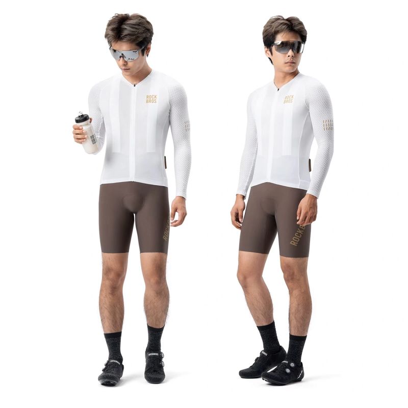 Rockbros Diamond Long Sleeve Cycling Jersey Size M - White biały \ m póló