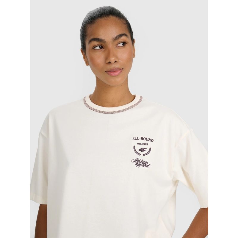 Women's oversize printed T-shirt 4F 4FRSS25TTSHF2979-11S póló