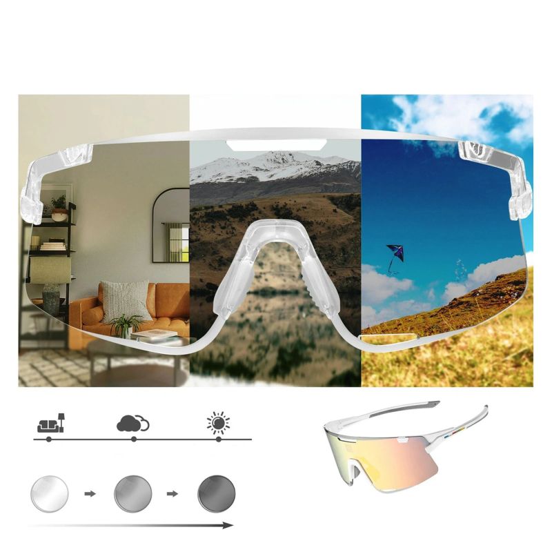 Rockbros SP338 ROAD TO SKY Cycling Glasses with Interchangeable Lenses - Cream beżowy training equipment