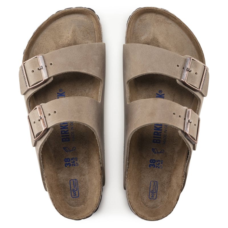 Birkenstock Arizona Soft Footbed Oiled Leather Tabacco Brown Narrow Women's/Men's Slides (0552813) cipő