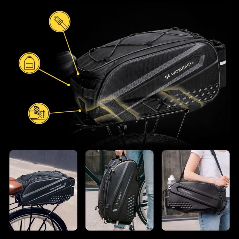 Wozinsky Bike Trunk with Long Strap and Expandable Side Pockets - Black fekete táska 304004-200626