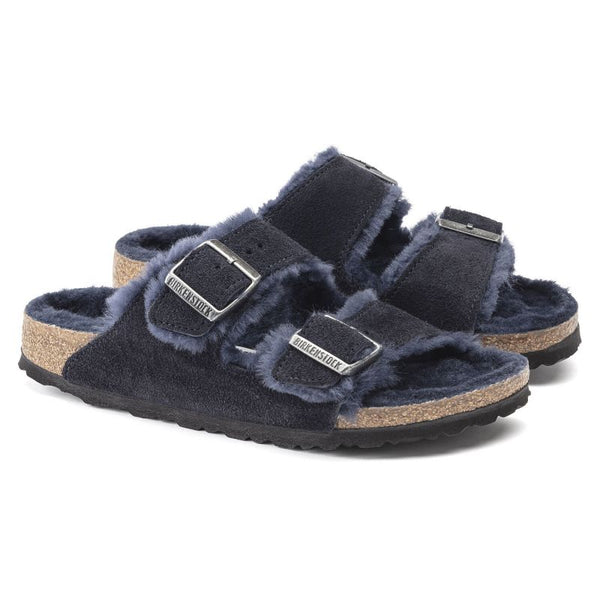 Birkenstock Arizona VL Shearling Midnight Suede Leather Insulated Flip-Flops Wide Regular (1020592) cipő