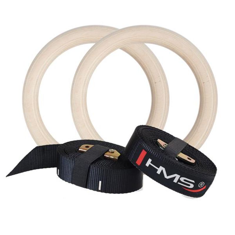 HMS Wooden gymnastic rings with measuring tape TX07 barna edzőfelszerelés 17-35-008