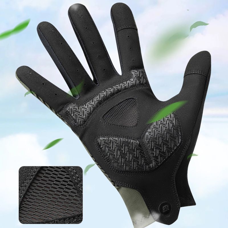 Rockbros cycling gloves spring/summer/autumn, full, size: S - green zielony \ s kesztyű