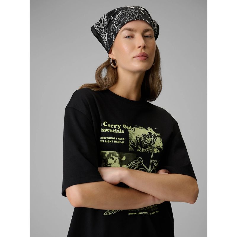 4F Women's loose T-shirt with print póló