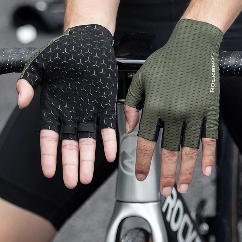 Rockbros Breathable Short Finger Cycling Gloves, Size: S - Green zielony \ s kesztyű