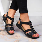 Black leather Roman sandals Rieker W fekete utcai cipő
