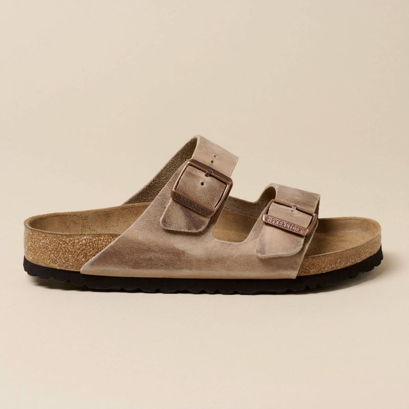 Birkenstock Arizona Soft Footbed Oiled Leather Tabacco Brown Narrow Women's/Men's Slides (0552813) cipő
