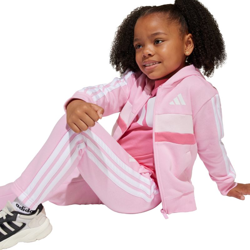 adidas Seasonal Essentials Tiberio 3-Stripes Fleece Tracksuit for Kids Pink JI6206 General