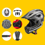 Rockbros TT- children's bicycle helmet with removable chinbar, size M - gray czarny || szary \ m helmets, martial arts equipment 7016802869090-157258