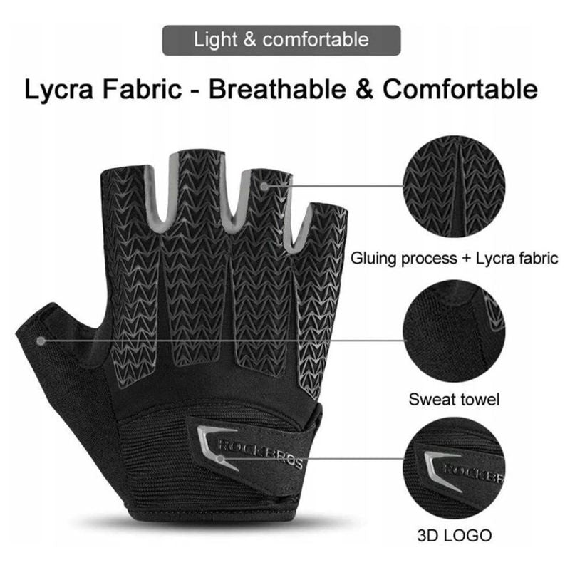Rockbros XL cycling gloves with gel inserts - gray xl \ czarny || szary kesztyű