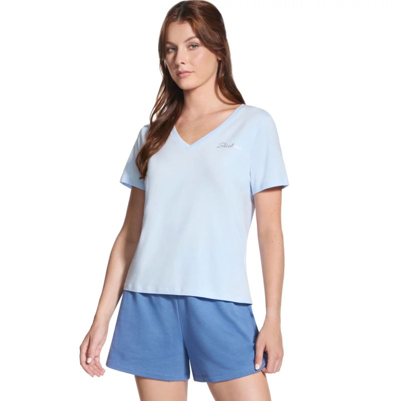 Skechers Signature V-Neck Tee kék póló