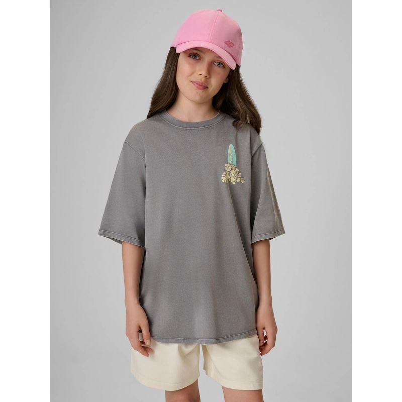 4F Loose T-shirt with print for girls 158/164 ruházat 4FJRSS26TTSHF3980-25S