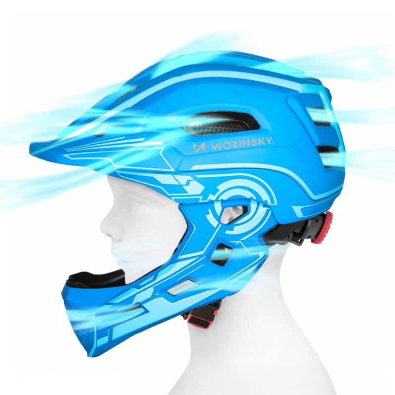 Wozinsky Kids Full Face Bike Helmet with USB Rear Light S - Blue niebieski védőfelszerelés HT-27N-199812