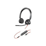 HP Poly Blackwire 3325 USB-C Stereo Headset Microsoft Teams Certified + 3.5mm Plug + USB-C/A Adapter