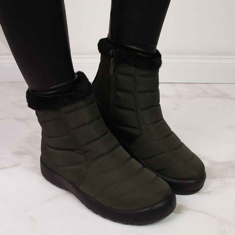 Inny Waterproof snow boots with zipper NEWS W EVE181D khaki Túracipő