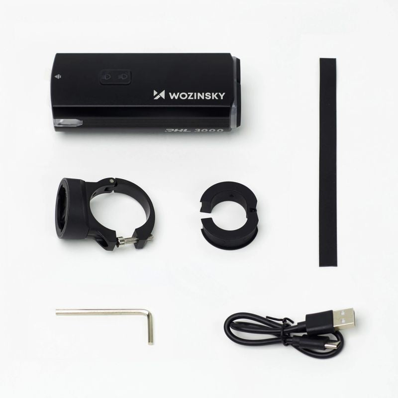 Wozinsky Front Bike Light + USB-C Cable (3000 lm) - Black fekete elektronika 304004-184329