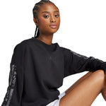 adidas Women's Animal Print 3-Stripes French Terry Sweatshirt Black JM1835 General