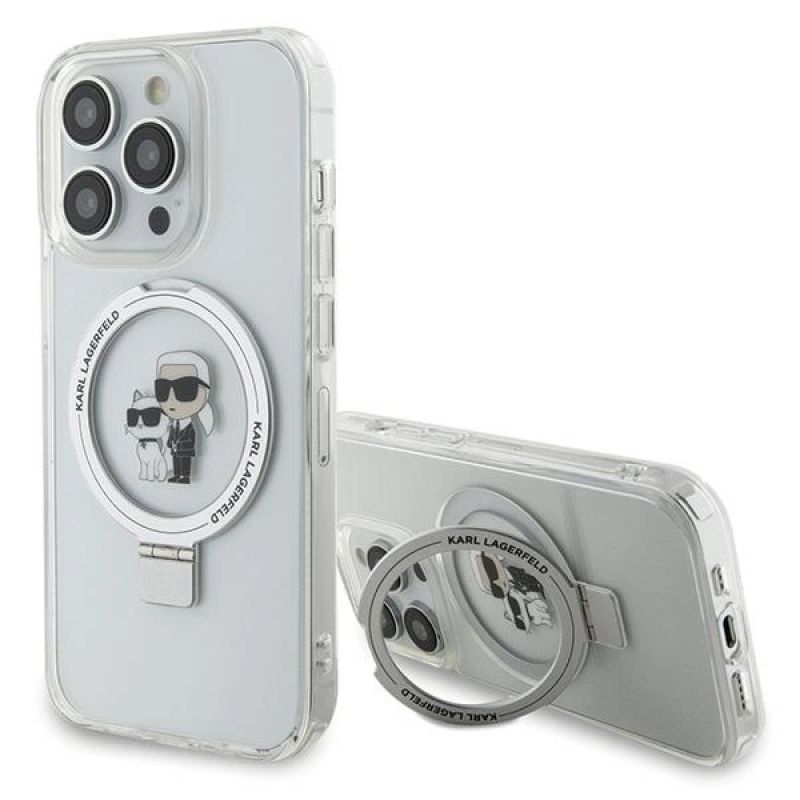 Karl Lagerfeld KLHMP15LHMRSKCH iPhone 15 Pro 6.1" /white hardcase Ring Stand Karl&Choupette MagSafe fehér táska