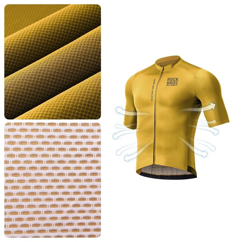 Rockbros 15120014025 ROAD TO SKY men's cycling jersey short sleeve L - yellow l \ żółty póló