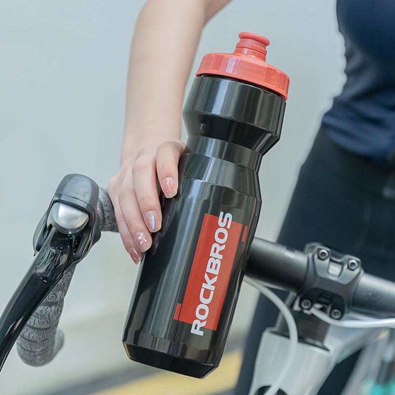 Rockbros 750 ml Bike Bottle - Transparent Black with Red Mouthpiece przezroczysty || czerwony water bottles, training equipment