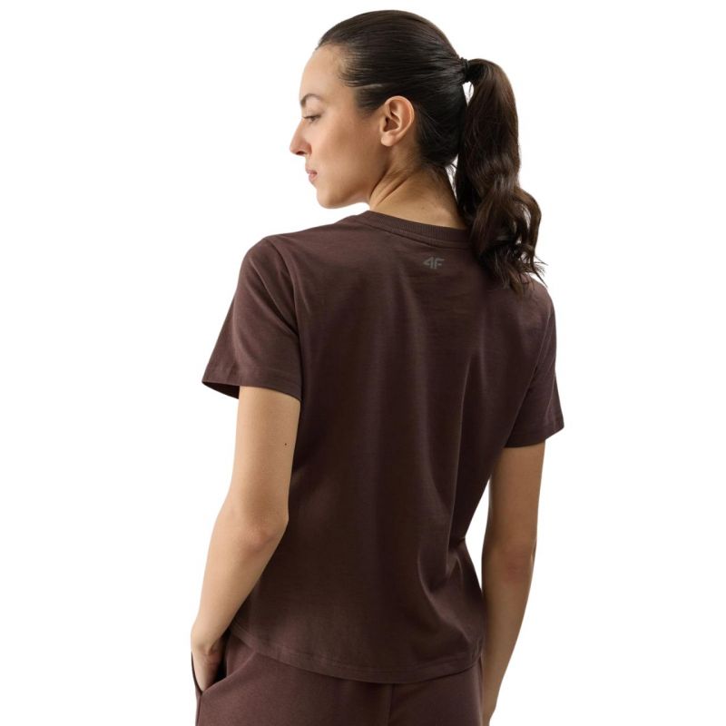 4f Women's T-shirt F1354 dark brown 4FWSS24TTSHF1354 80S Ruházat