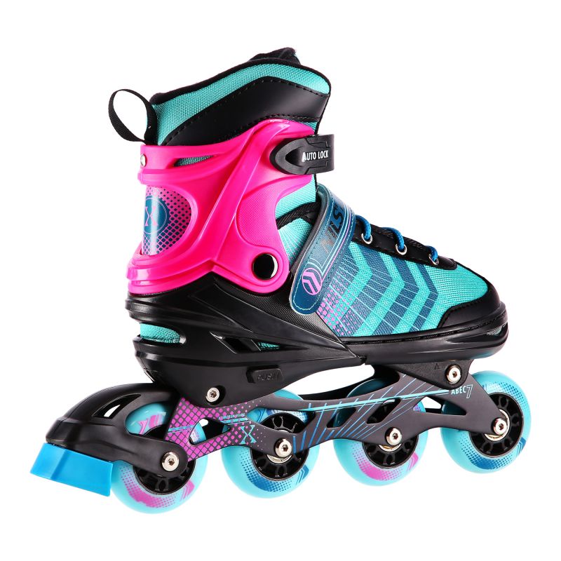 NH18192A 4in1 BLACK-PURPLE SIZE M(34-38) ROLLER SKATES WITH HOCKEY SLEEVE NILS EXTREME lila görkorcsolya