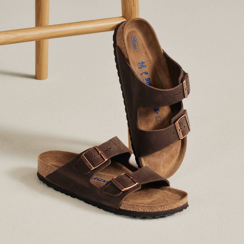 Birkenstock Arizona Soft Footbed Oiled Leather Habana Narrow Women's Slides (0452763) cipő