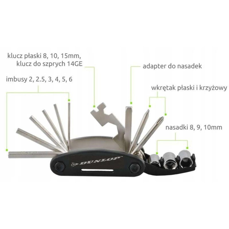 Dunlop 15-Function Bike Tool Set In Case fekete kiegészítő GSP-102221