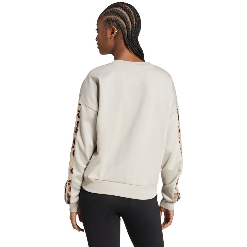 adidas Women's Animal Print 3-Stripes French Terry Sweatshirt Cream JM1836 General