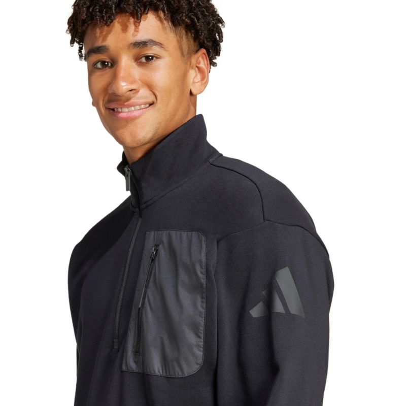 Men's adidas City Escape Fleece Half-Zip GD Sweatshirt Black JF3290 fekete pulóver
