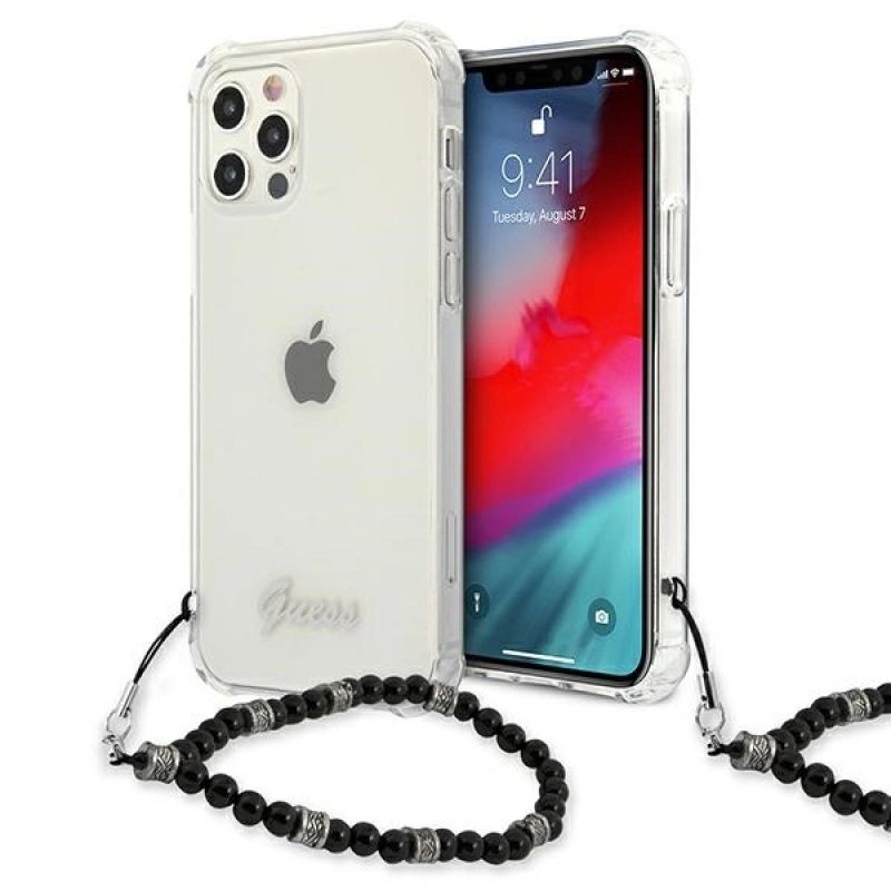Guess GUHCP12LKPSBK iPhone 12 Pro Max 6.7" Transparent hardcase Pearl fekete baseball sapka