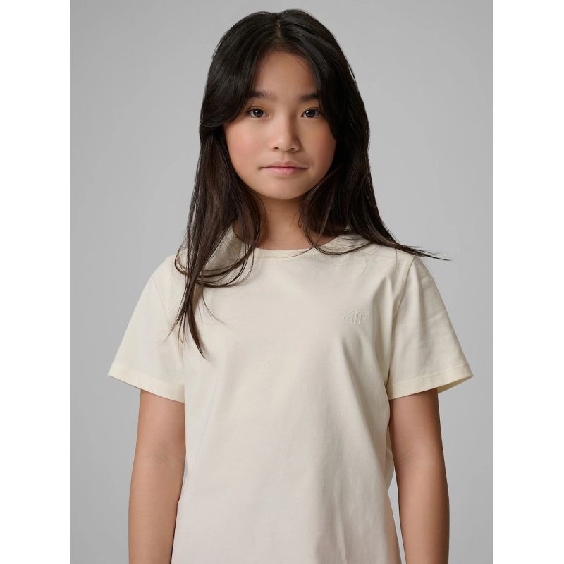 Regular plain girls' T-shirt 4F 4FJRSS26TTSHF3554-12S shirts